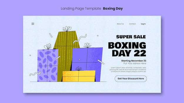 Free PSD boxing day landing page template