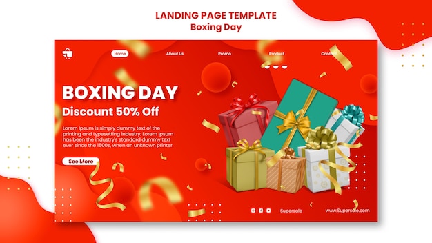 Free PSD boxing day landing page template