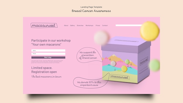 Free PSD breast cancer awareness month landing page