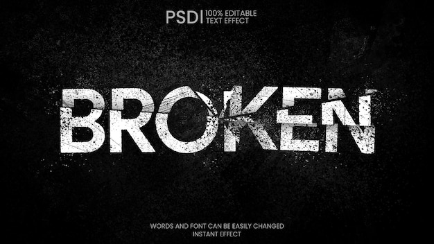 Free PSD broken letters text effect