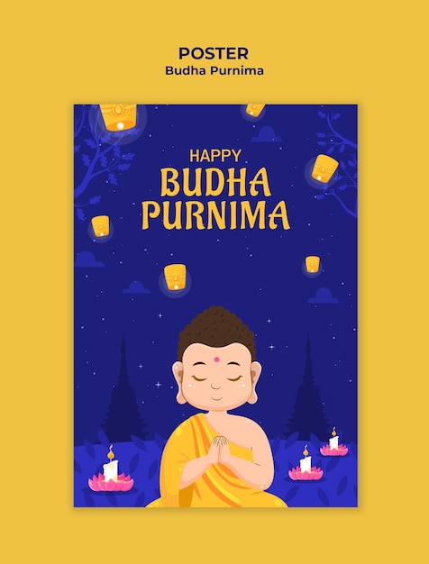 Free PSD buddha purnima template design