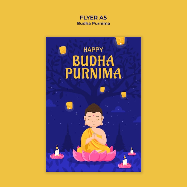 Free PSD buddha purnima template design