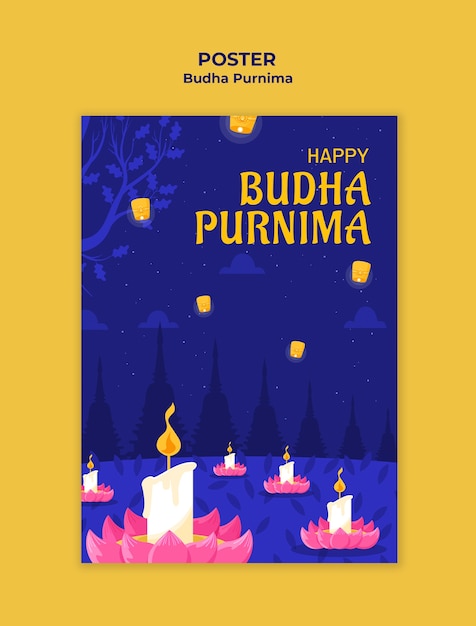 Free PSD buddha purnima template design