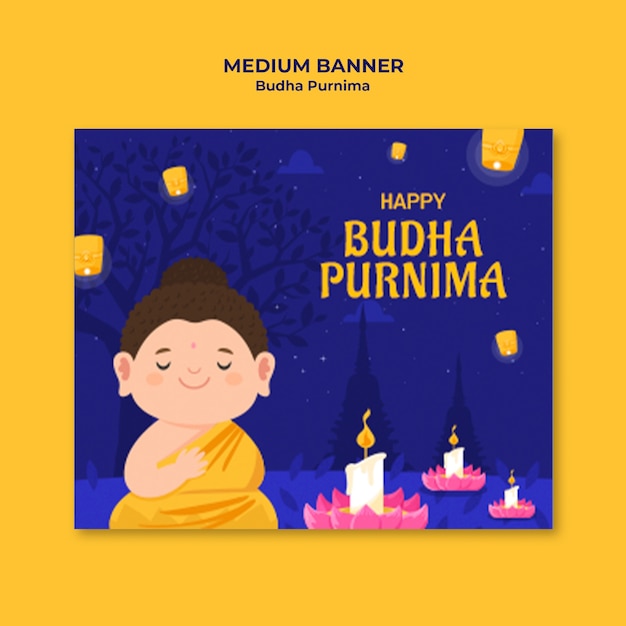 Free PSD buddha purnima template design