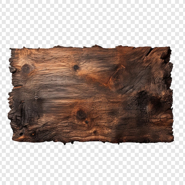 Free PSD burnt wooden plank isolated on transparent background