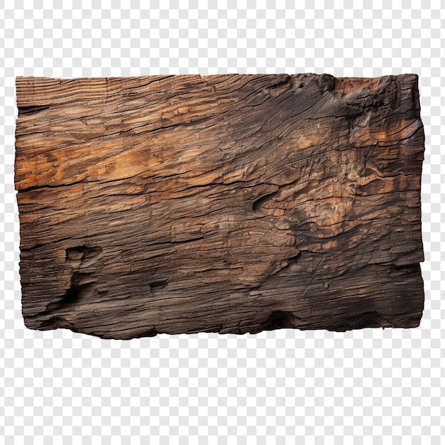 Free PSD burnt wooden plank isolated on transparent background