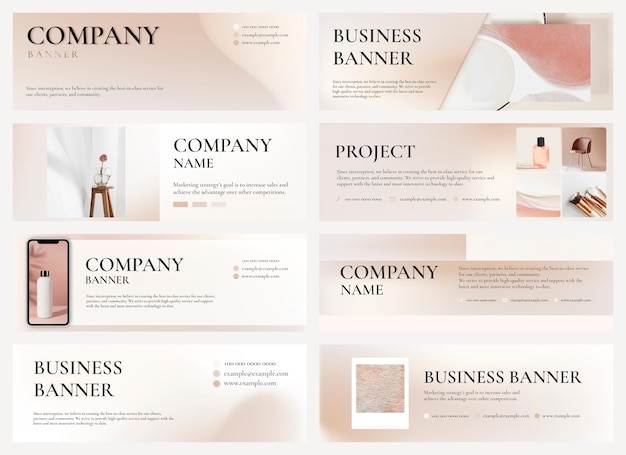 Free PSD business banner template psd editable earth tone for beauty brand set