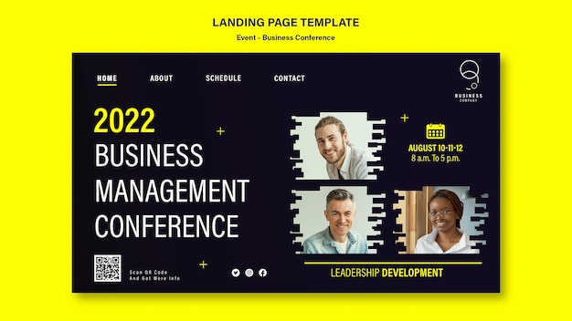 Free PSD business management conference landing page template