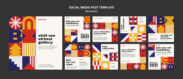 Free PSD business social media post set