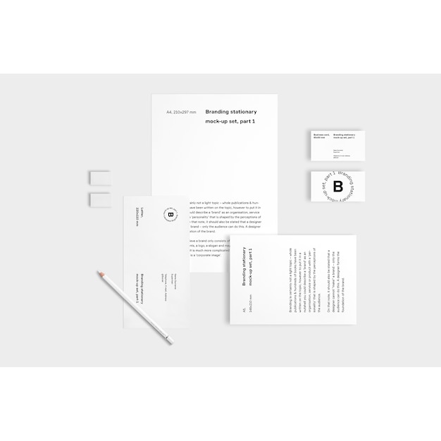 Free PSD business stationery mock up on white background