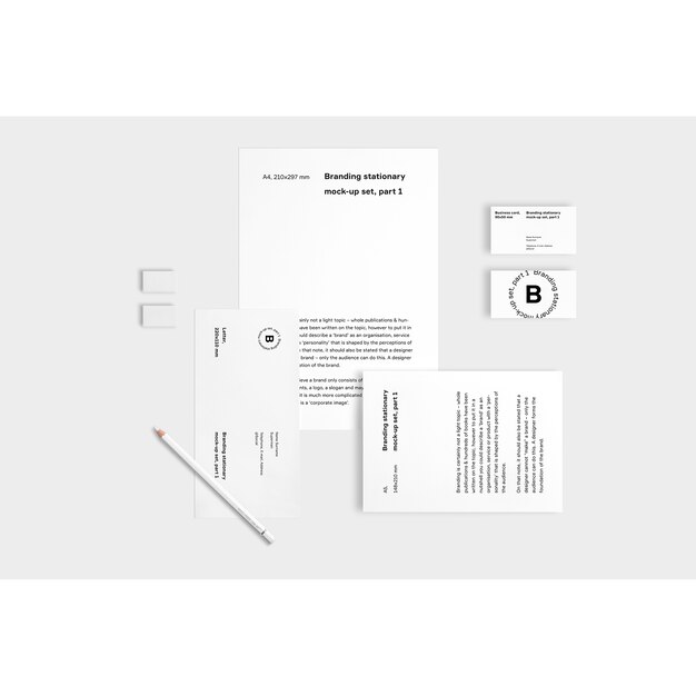 Free PSD business stationery mock up on white background