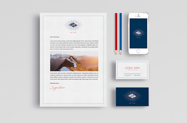 Free PSD business stationery mock up