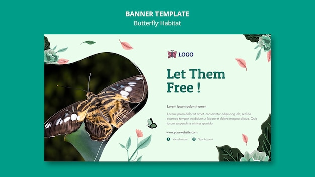 Free PSD butterfly habitat concept banner template