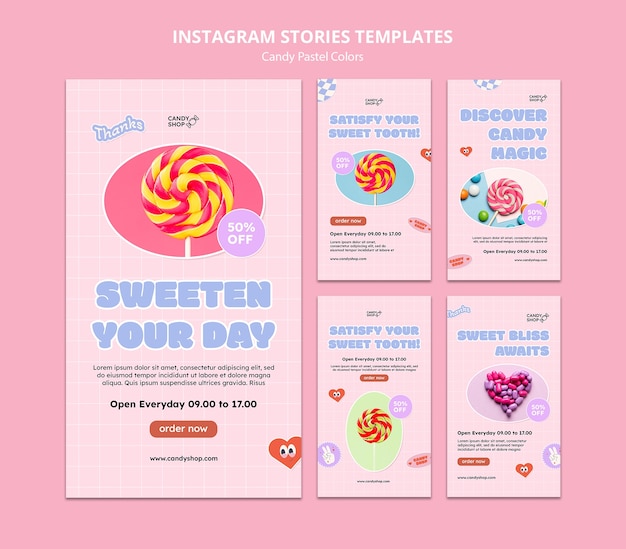 Free PSD candy pastel colors  instagram stories