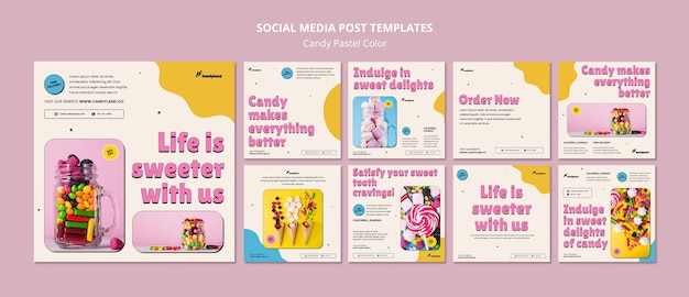 Free PSD candy pastel colors template design