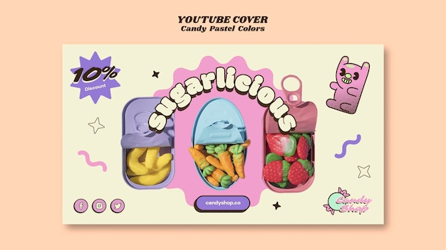 Free PSD candy pastel colors youtube cover template