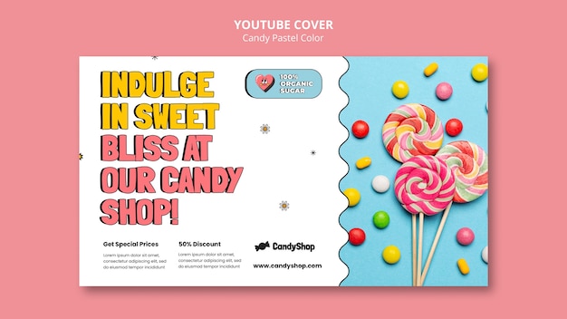 Free PSD candy pastel colors youtube cover template