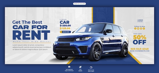 Free PSD car rental and automotive facebook cover template