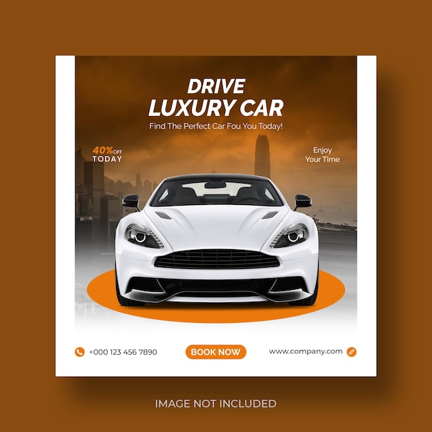 Free PSD car rental promotional social media post and instagram banner template