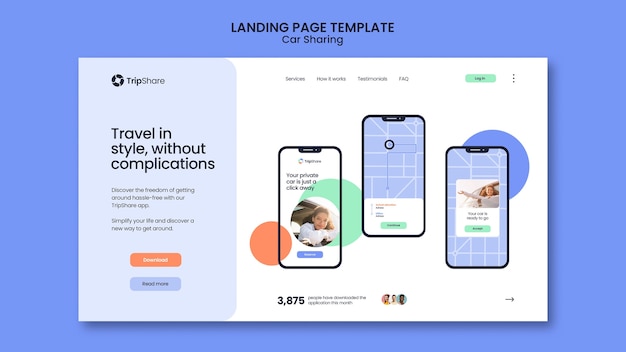 Car sharing service landing page template