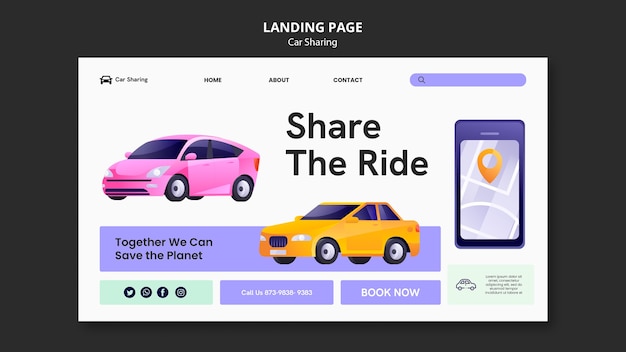 Free PSD car sharing template design