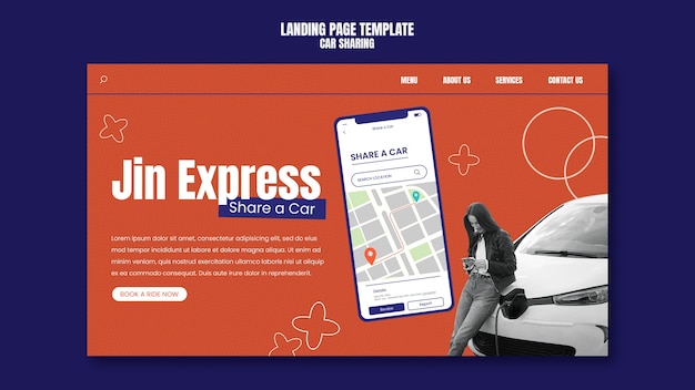 Free PSD car sharing template design