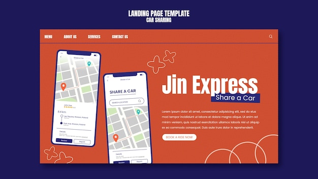 Free PSD car sharing template design