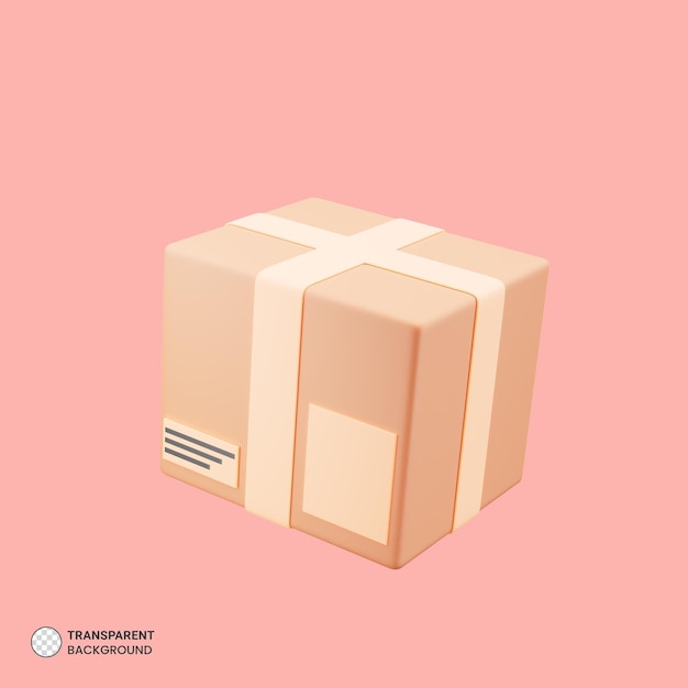 Free PSD cardboard box icon isolated 3d render illustration