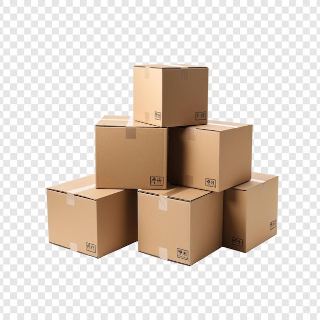 Free PSD cardboard boxes isolated on transparent background