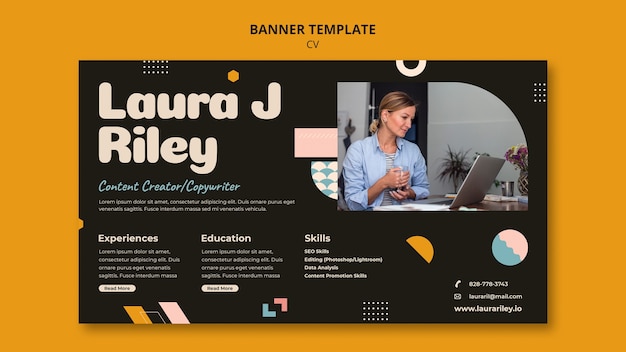 Free PSD career and occupation cv horizontal banner template