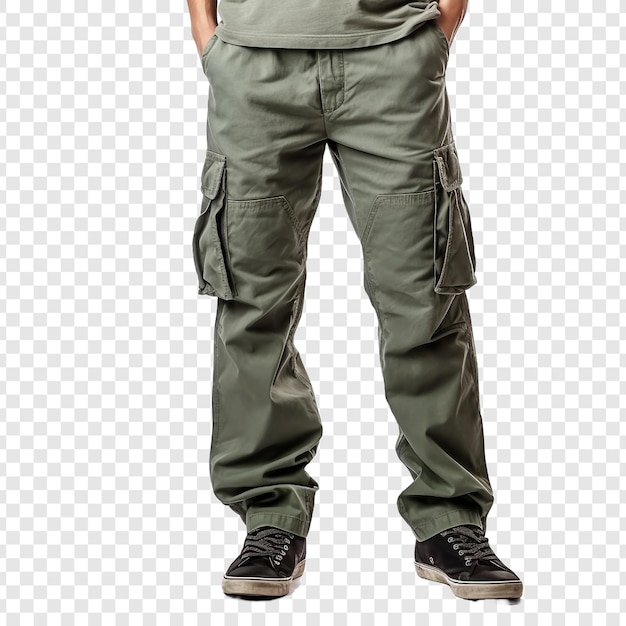 Cargo pants for men with a plain isolated on transparent background