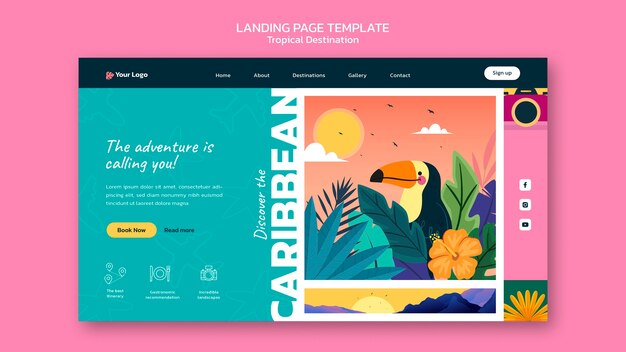 カリブ海の旅行先のランディングページテンプレート