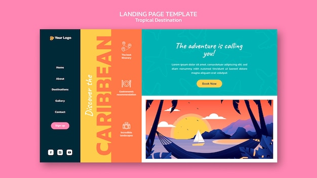 Free PSD caribbean travel destination landing page template