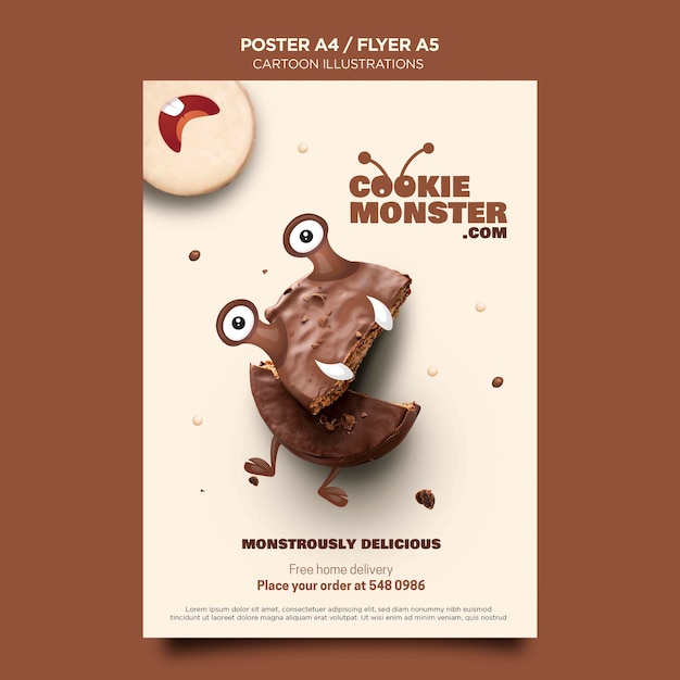 Free PSD cartoon illustrations cookie monster poster