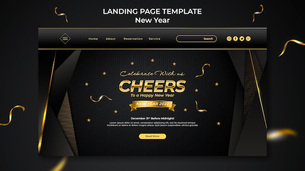 Free PSD celebrative new year landing page template