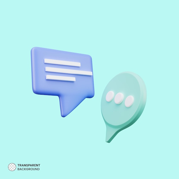 Free PSD chat message notification icon isolated 3d render illustration