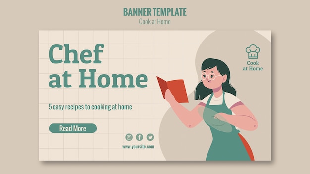 Free PSD chef at home horizontal banner template