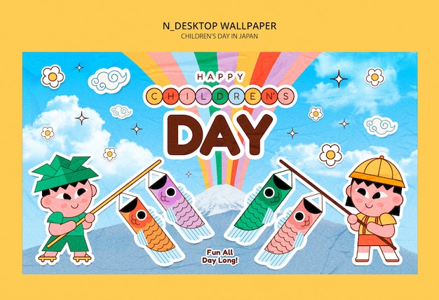 Free PSD children's day celebration desktop wallpaper