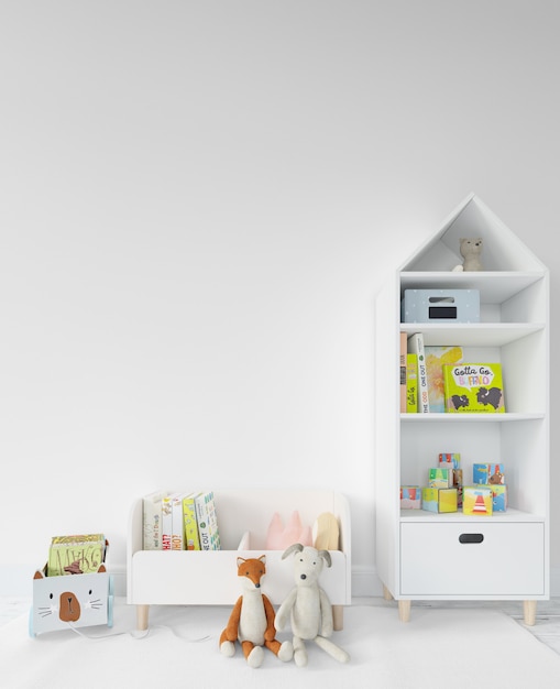 Free PSD childroom with shelves and toys