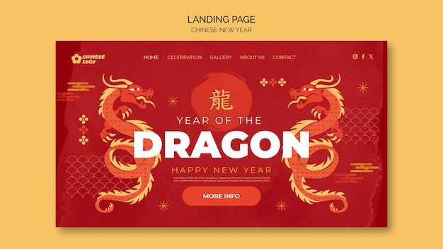 Free PSD chinese new year celebration landing page