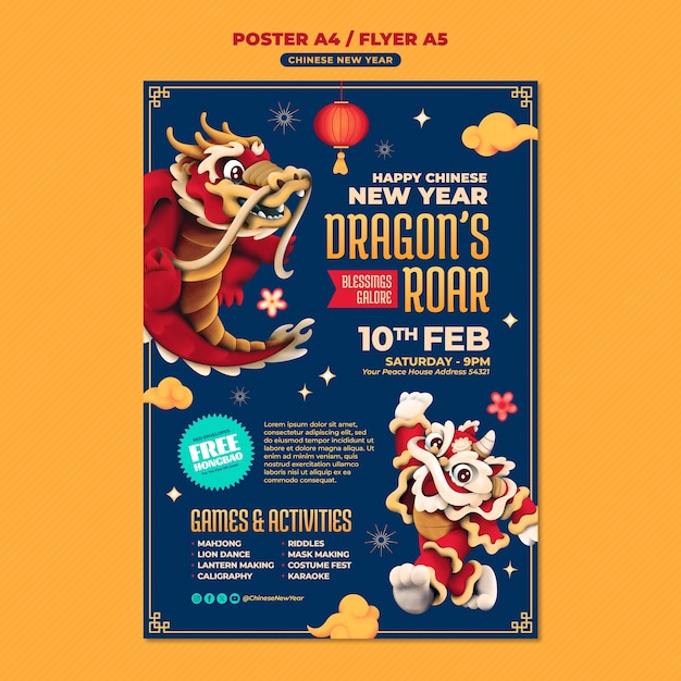 Chinese new year celebration poster template