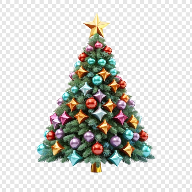 Free PSD a christmas tree with a star on it isolated on transparent background