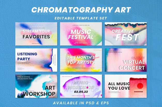 Free PSD chromatography colorful music template psd event ad banner set