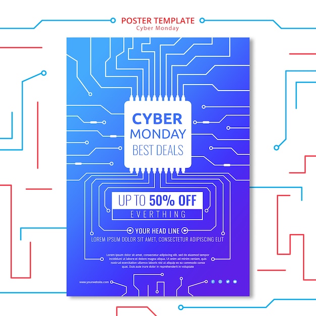 Free PSD circuit poster template cyber monday