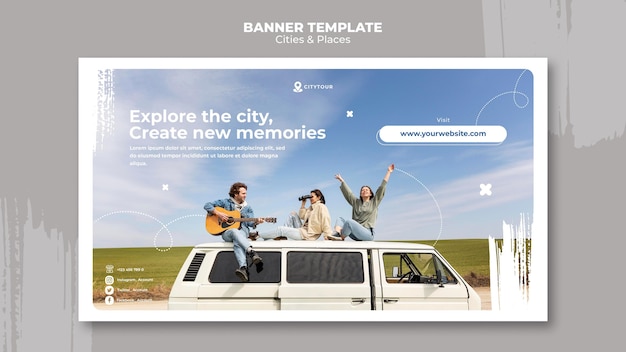 Free PSD cities and places banner template