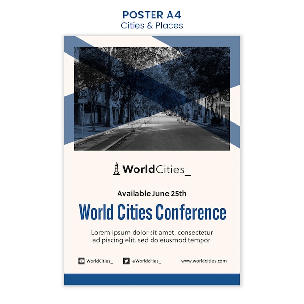 Free PSD cities and places poster template