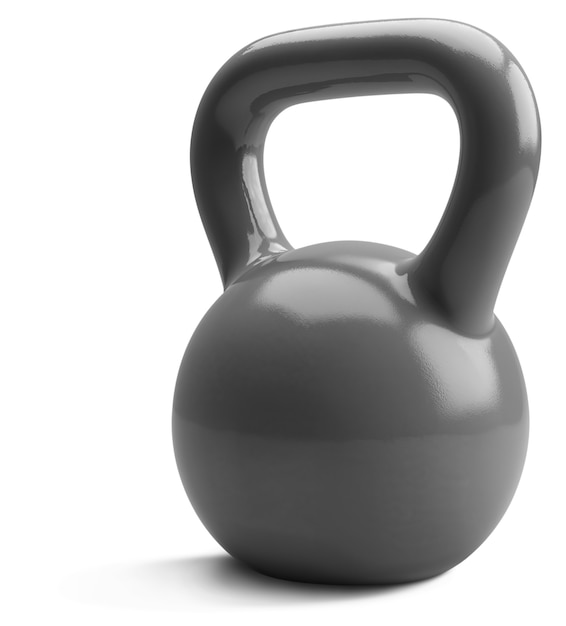 Close up on grey kettlebell