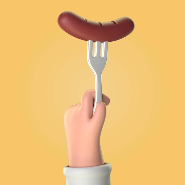 Free PSD close up on hand with sausage