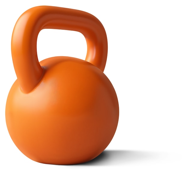 Free PSD close up on orange kettlebell