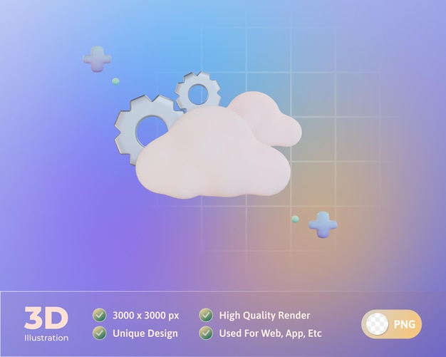 Free PSD cloud storage settings 3d illustration